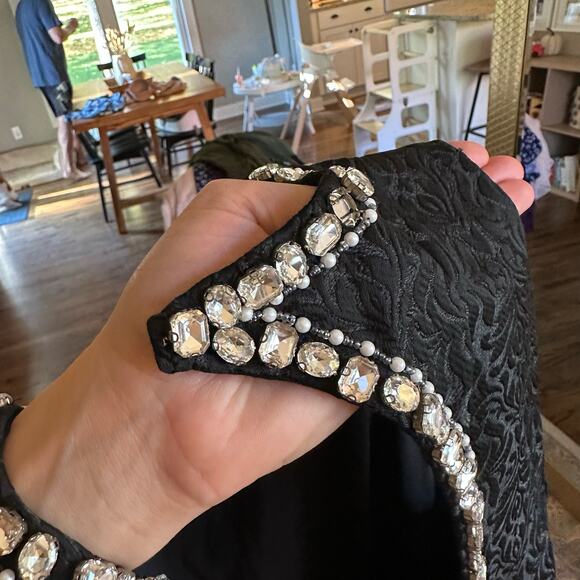 NWT Alicia and Olivia Jewel Embellished Textured Pleated Gown Black - Picture 7 of 12